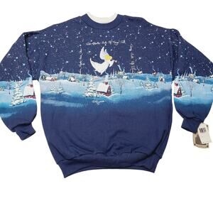 Vintage Artisans Sunschein Designs Sweatshirt Christmas Winter Print Adult S
